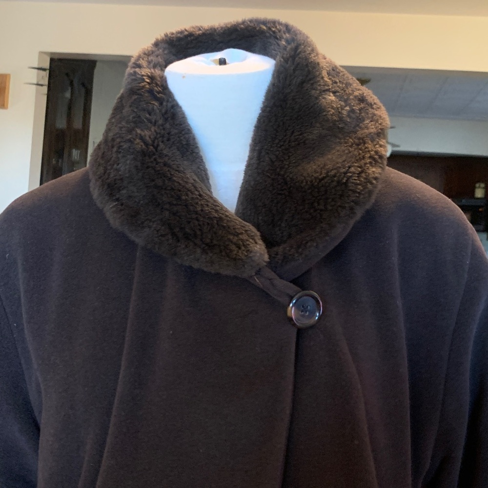 CHOCOLATE BROWN LOUIS DELL’OLIO MAXIMILLIAN BLOOMINGDALES COAT SHEARLING COLLAR